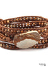 Boho Bracelet, RH 5 Layers Leather Wrap Bracelet, Natural Stones, Blue, White, Brown